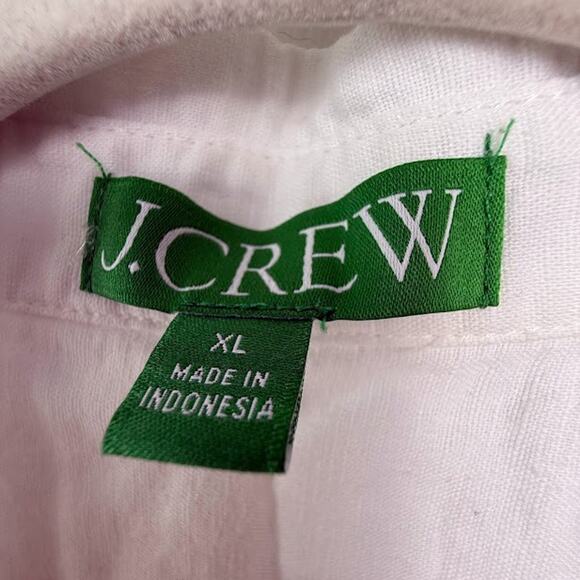 J Crew Shirt Coverup Womens XL White Tunic Button Front Roll Tab Sleeve Collared - Picture 3 of 8